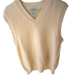 Retro L.L. Bean Pale Yellow Sweater Vest Pale Wool & Cashmere Blend XL Tall